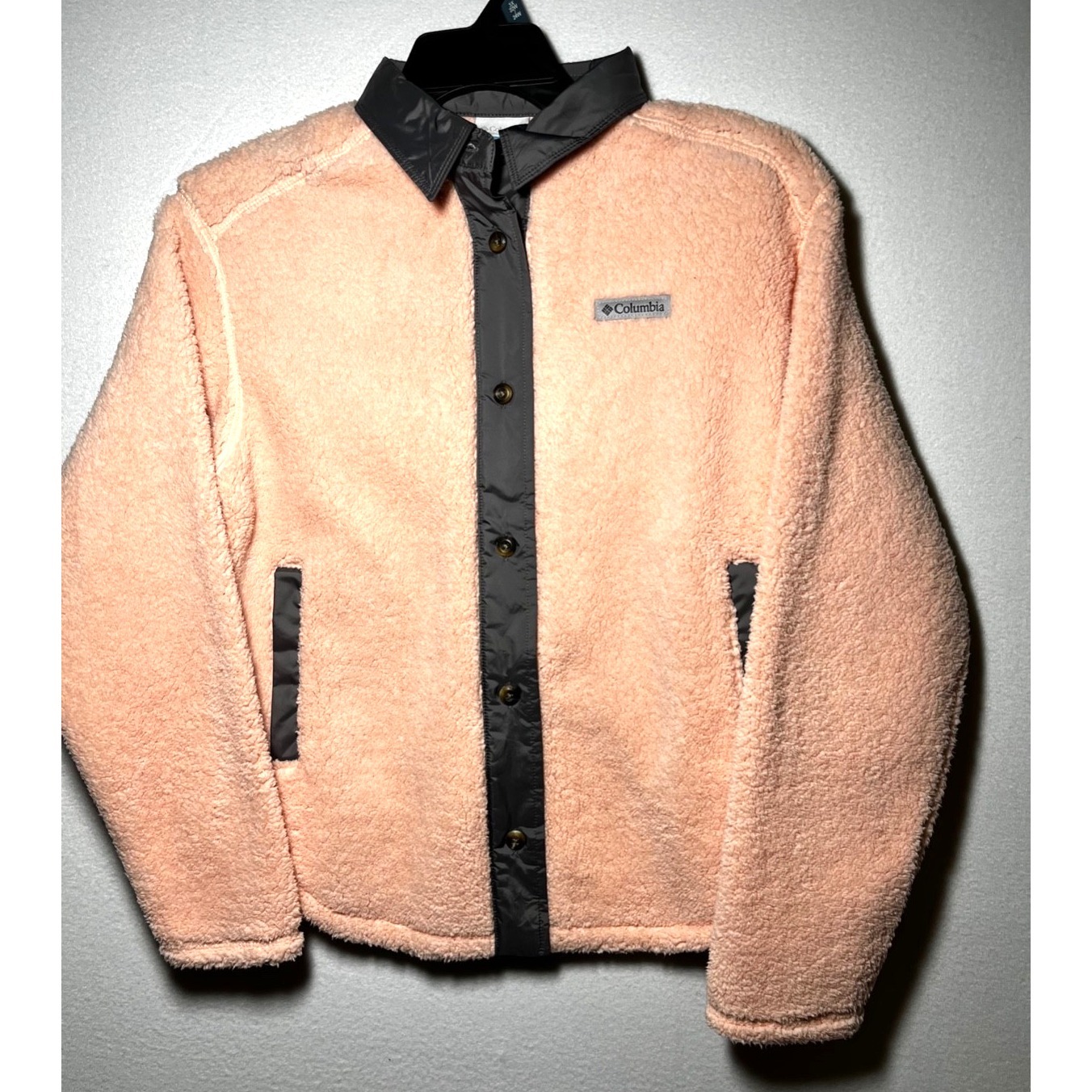 Columbia Women's Sweater Jacket West Bend Light Pink W/ Grey Trim Long Sleeve Xs